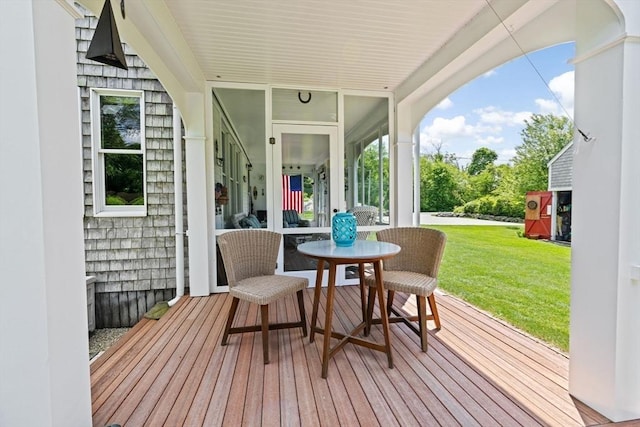 112 Hollett St, Scituate, MA 02066 - wooden deck with a lawn