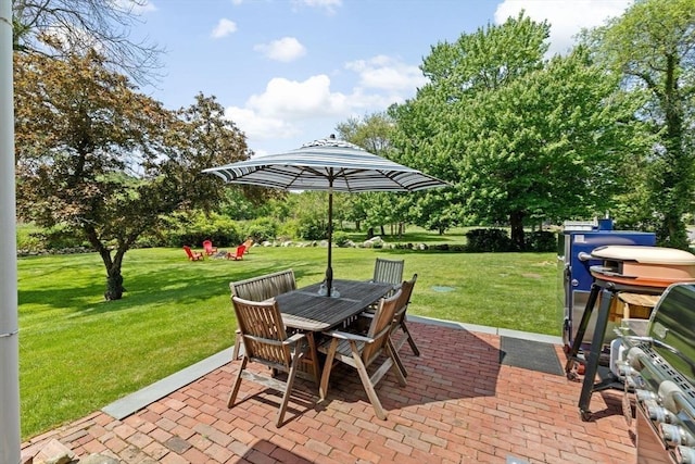 112 Hollett St, Scituate, MA 02066 - view of patio / terrace with outdoor dining area and view of wooded area