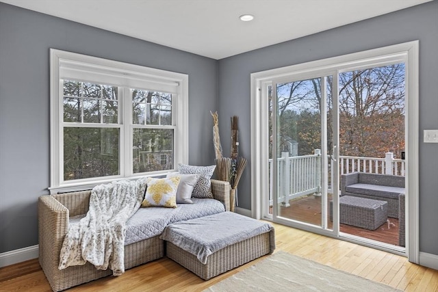 sitting room featuring baseboards and wood finished floors