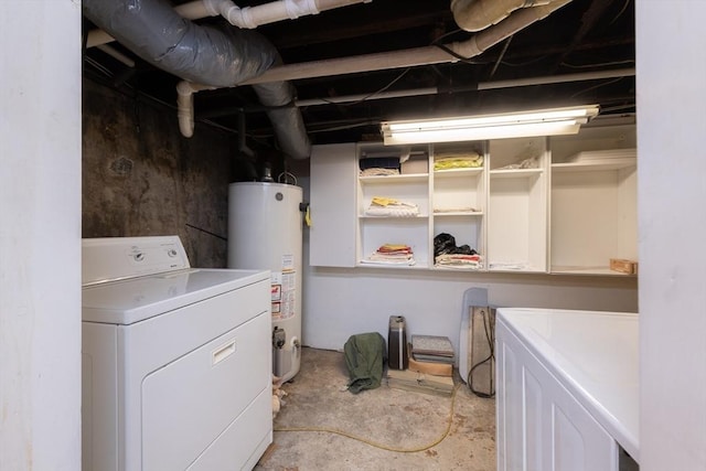 laundry area with gas water heater