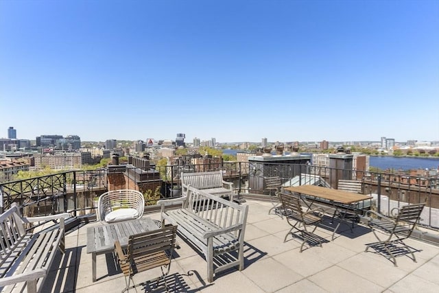 416 Marlborough St Unit 504, Boston, MA 02115 - view of patio / terrace featuring a water view, a city view, and a balcony