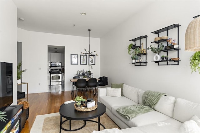 416 Marlborough St Unit 504, Boston, MA 02115 - living room with a notable chandelier and wood finished floors