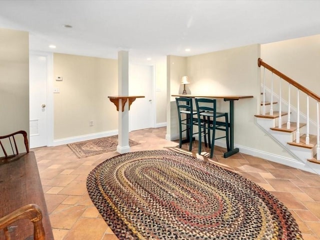 151 Pilgrim Rd, Weymouth, MA 02191 - foyer entrance featuring recessed lighting, stairway, and baseboards