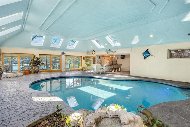 indoor pool with a skylight
