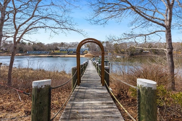 view of dock featuring a water view
