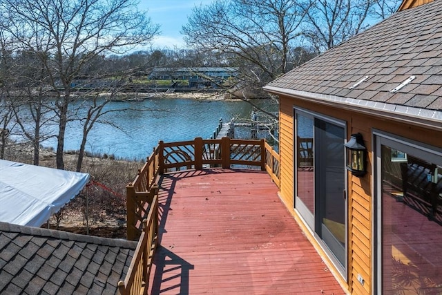 deck with a water view