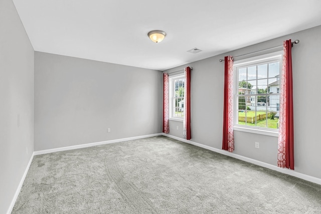 spare room featuring plenty of natural light and carpet floors