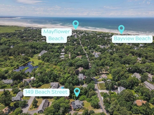 aerial view of a nearby body of water