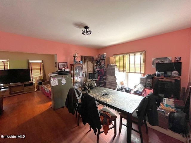 dining space featuring hardwood / wood-style floors