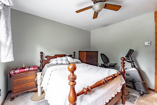 bedroom featuring carpet flooring and ceiling fan