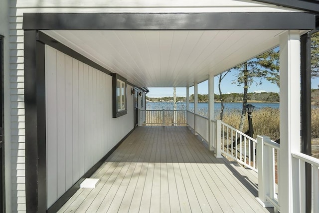 deck with a water view