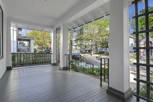 wooden deck with a porch