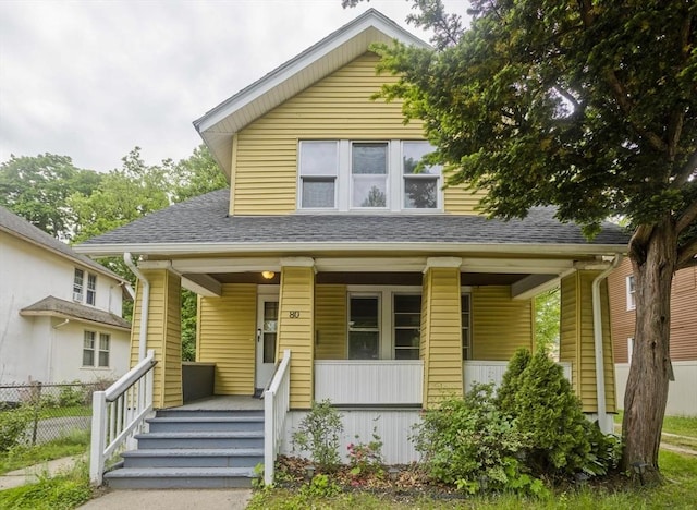 80 Rochelle St, Springfield, MA 01109 - bungalow with a porch, fence, and roof with shingles