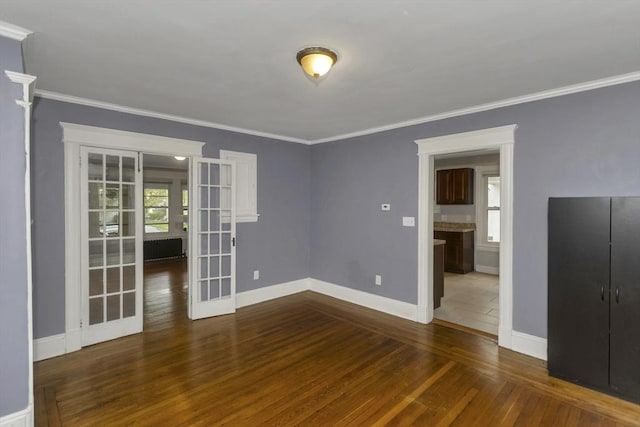 80 Rochelle St, Springfield, MA 01109 - spare room with french doors, wood-type flooring, ornamental molding, and baseboards