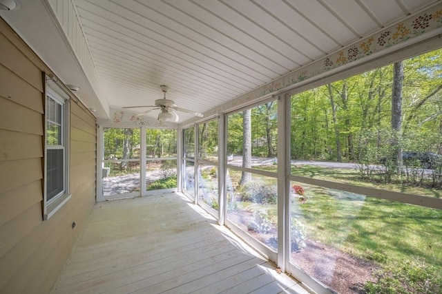 313 Bennett Rd, Hampden, MA 01036 - unfurnished sunroom with a ceiling fan