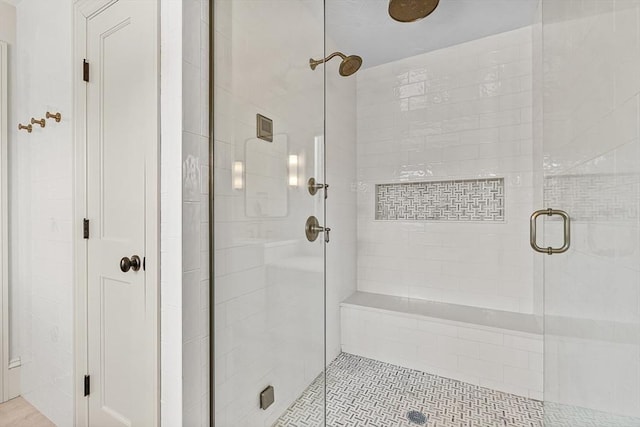 bathroom featuring walk in shower