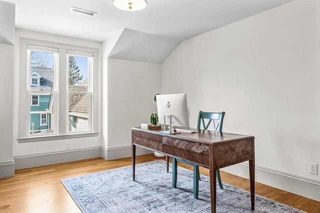 office featuring light wood-type flooring