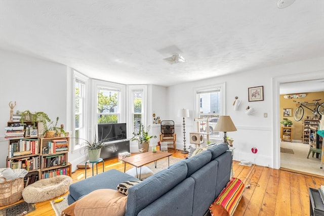 419 Poplar St, Boston, MA 02131 - living room featuring hardwood / wood-style floors and a textured ceiling