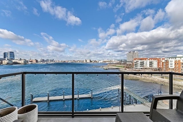 balcony with a water view