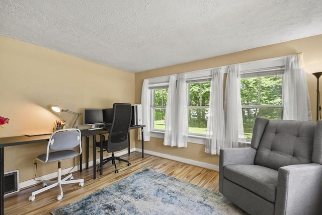 66 Squantum Rd, Jaffrey, NH 03452 - home office featuring a textured ceiling and wood finished floors