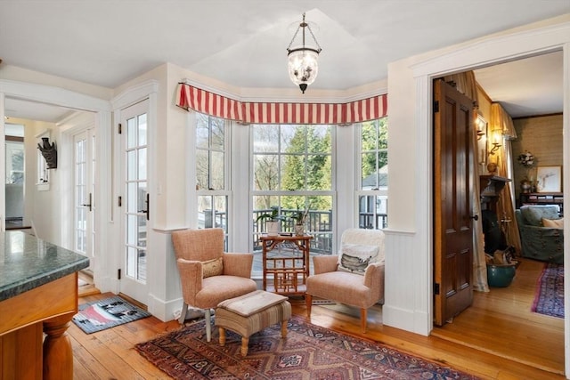 living area with light wood-style flooring