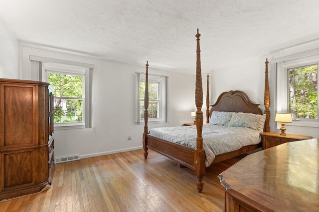 12 Queens Cir, Sharon, MA 02067 - bedroom featuring light wood-type flooring, multiple windows, baseboards, and a textured ceiling