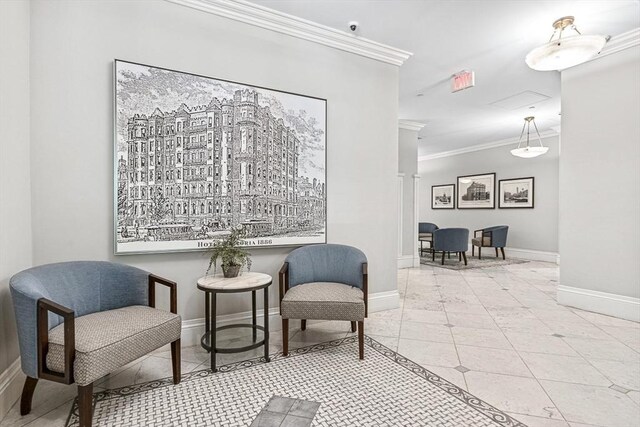 271 Dartmouth St Unit 5C, Boston, MA 02116 - sitting room featuring crown molding and baseboards