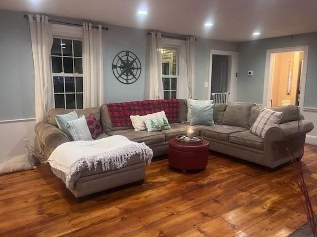 living room with hardwood / wood-style flooring