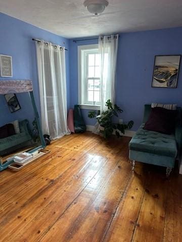 living area with light hardwood / wood-style flooring