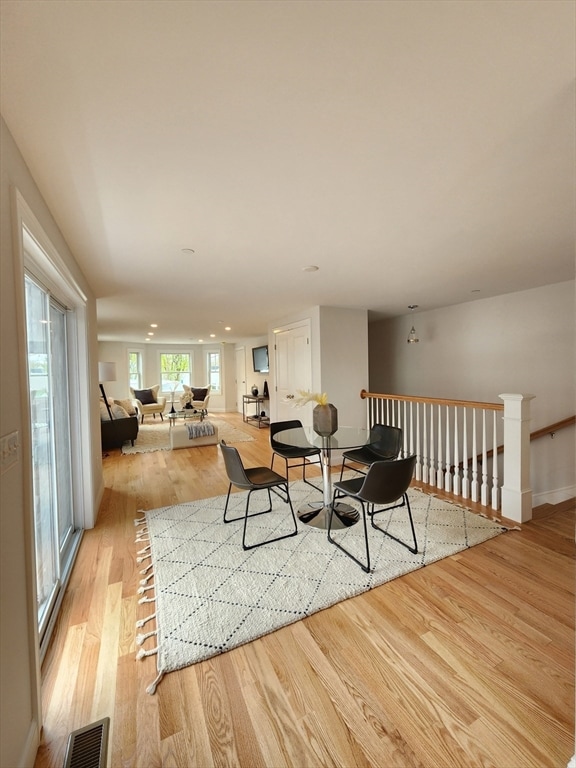 dining space featuring light hardwood / wood-style flooring