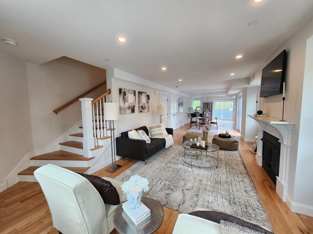 living room featuring light hardwood / wood-style flooring