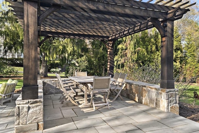 222 Prince St, Newton, MA 02465 - view of patio / terrace featuring a pergola and outdoor dining space
