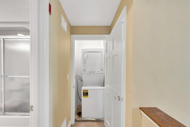 17 Hampton Ct Unit 17, Mashpee, MA 02649 - laundry area with stacked washer and clothes dryer