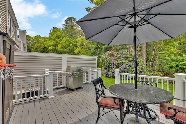 17 Hampton Ct Unit 17, Mashpee, MA 02649 - wooden terrace with area for grilling and outdoor dining space