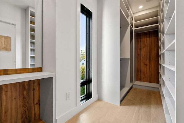 spacious closet featuring wood finished floors