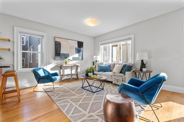 sitting room with hardwood / wood-style floors