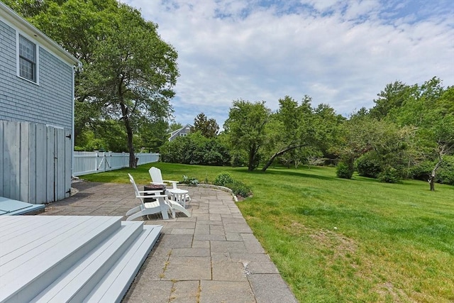 88 Amelia Way, Barnstable, MA 02648 - view of yard featuring a patio area, view of scattered trees, and a wooden deck