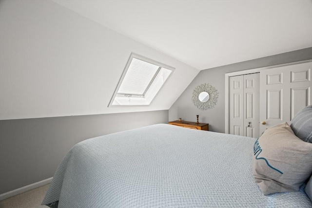 88 Amelia Way, Barnstable, MA 02648 - carpeted bedroom featuring a skylight, lofted ceiling, and a closet