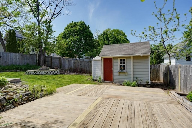 14 Mountain Ave, Marlborough, MA 01752 - wooden terrace featuring a shed and an outbuilding