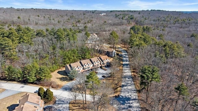 bird's eye view featuring a view of trees