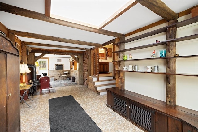 interior space with beam ceiling