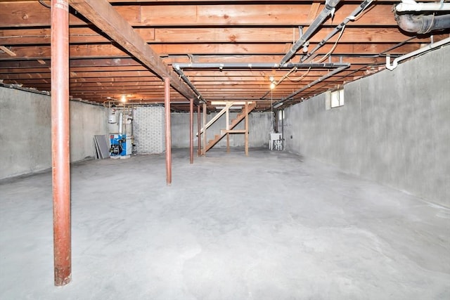 view of unfinished basement