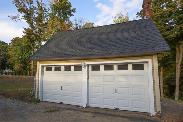 view of detached garage