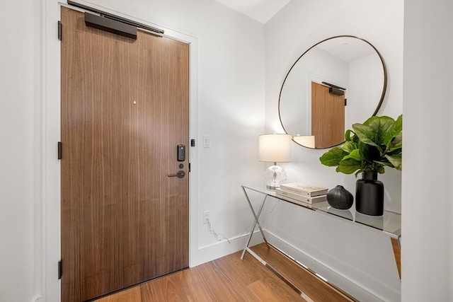 foyer entrance featuring light wood-type flooring