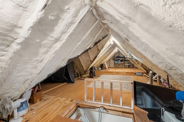 view of unfinished attic