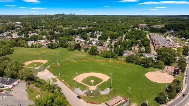 475 E St, Dedham, MA 02026 - aerial view of property and surrounding area with nearby suburban area