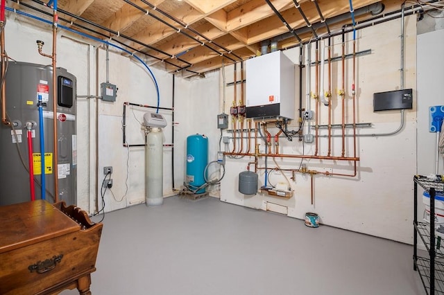 utility room featuring water heater