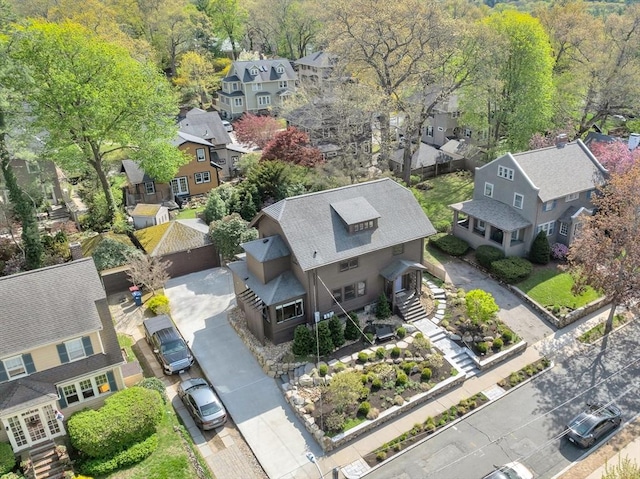 drone / aerial view with a residential view