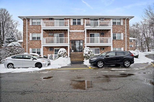 view of snow covered building