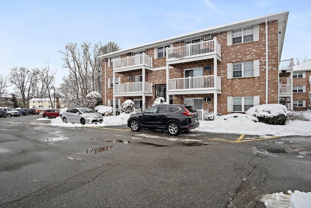 view of snow covered property